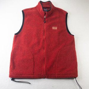 Vintage Mukawear Mens Vest Sweater Red Large Fleece Full Zip Pockets    #2775